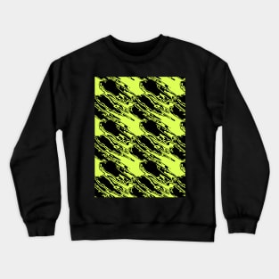 Black oblique flying elements on a bright green background, abstraction Crewneck Sweatshirt